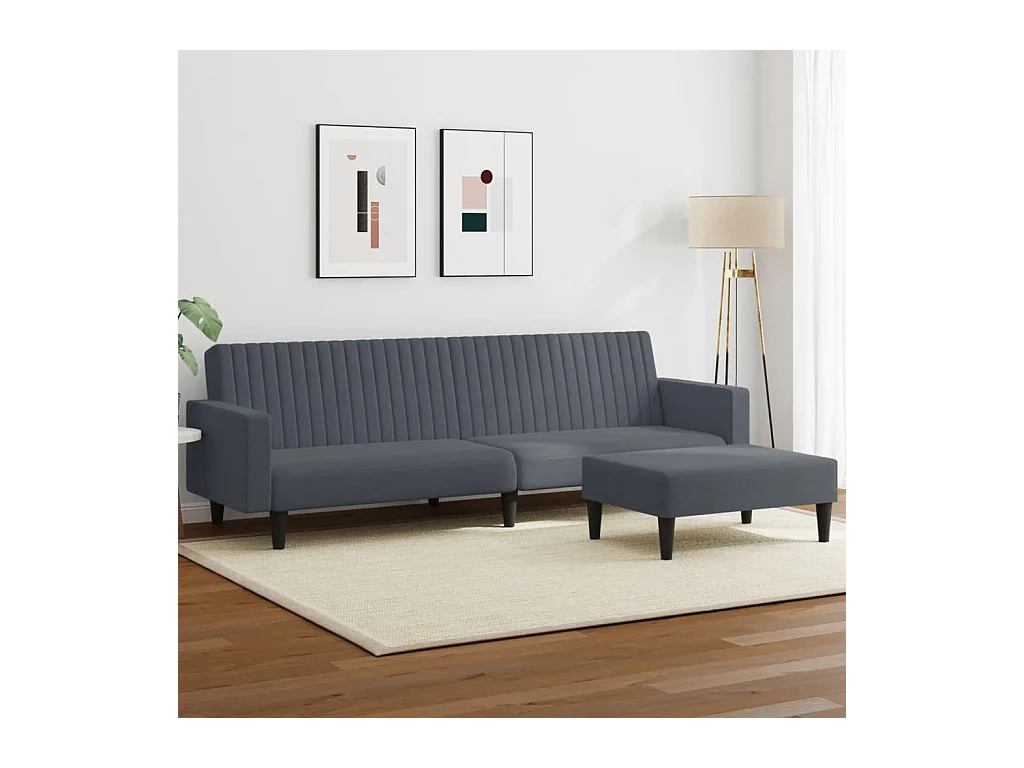 2 pcs conjunto de sofás veludo cinzento-escuro PT502603