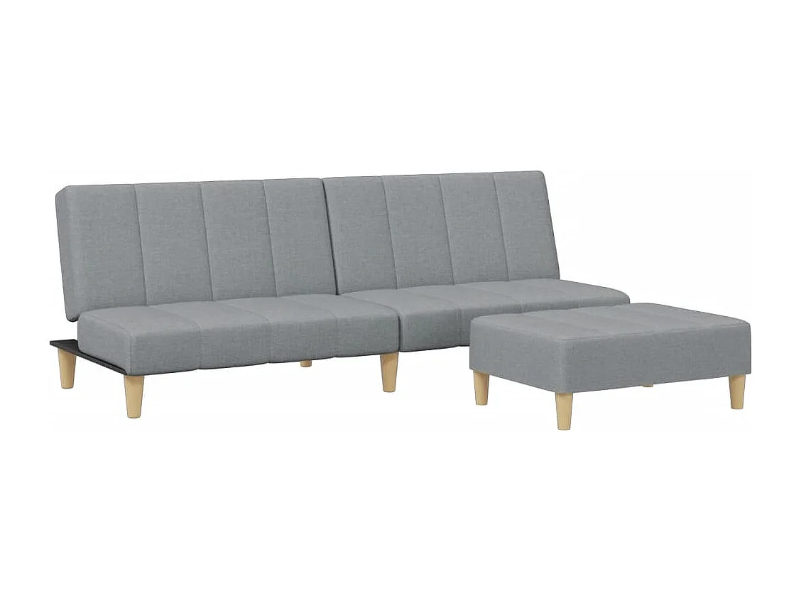 Canapé convertible à 2 places avec repose-pied gris clair tissu FR72371
