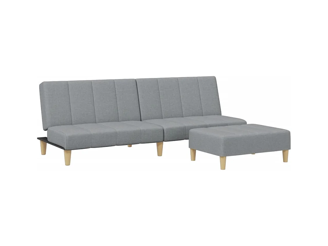 Canapé convertible à 2 places avec repose-pied gris clair tissu FR72371