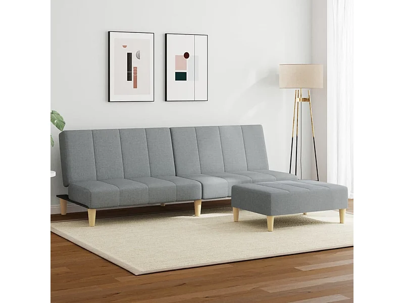 Canapé convertible à 2 places avec repose-pied gris clair tissu FR72371