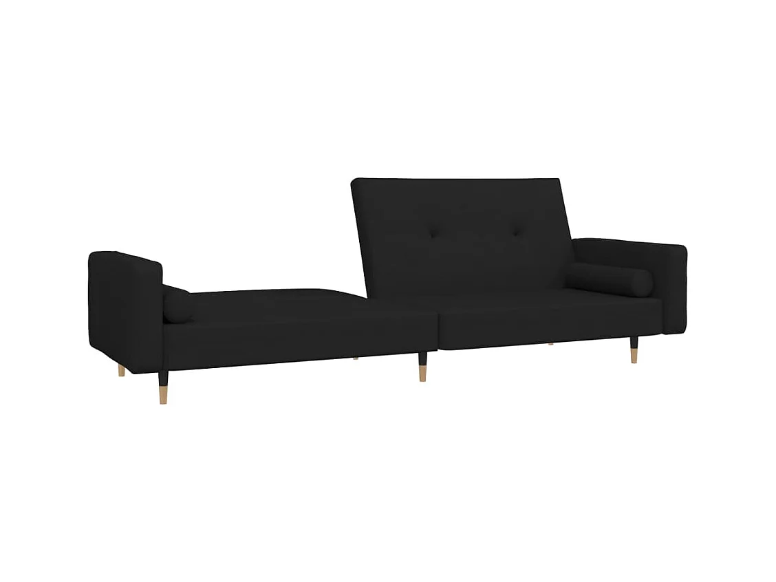 Canapé convertible à 2 places avec deux oreillers Noir Velours FR84703