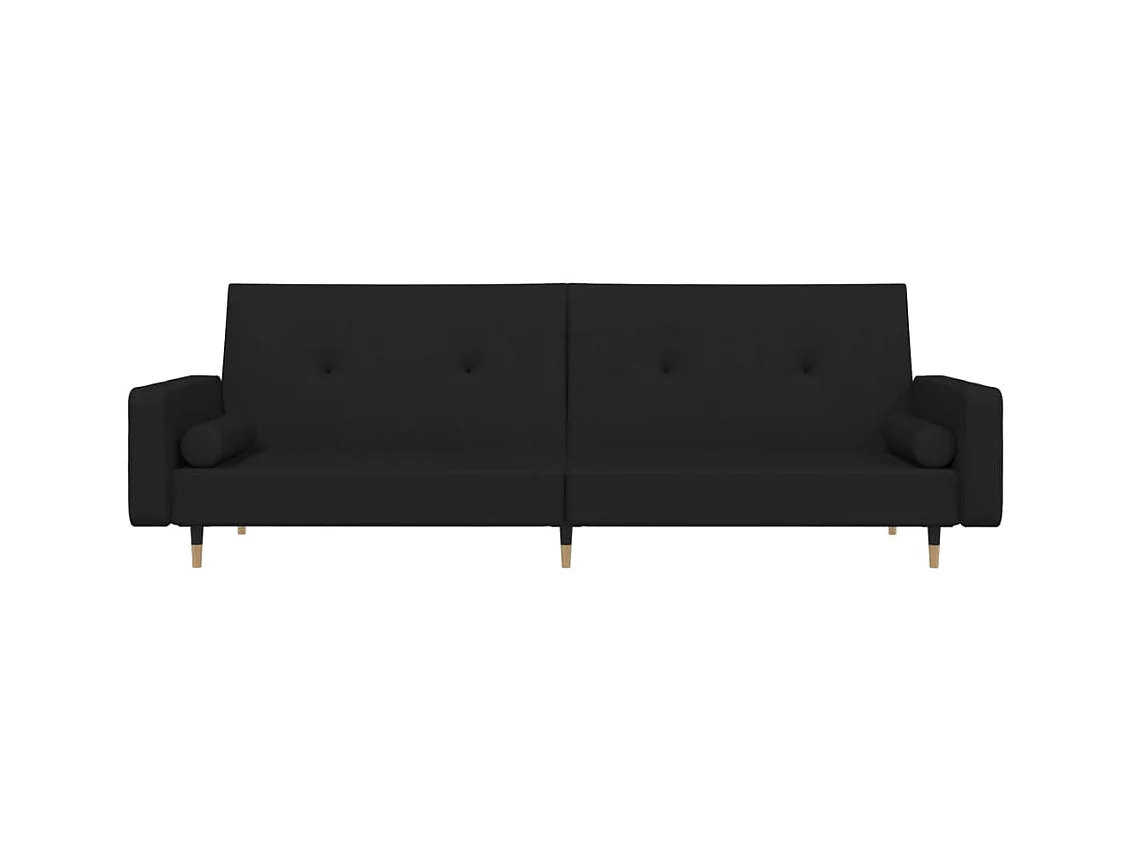 Canapé convertible à 2 places avec deux oreillers Noir Velours FR84703
