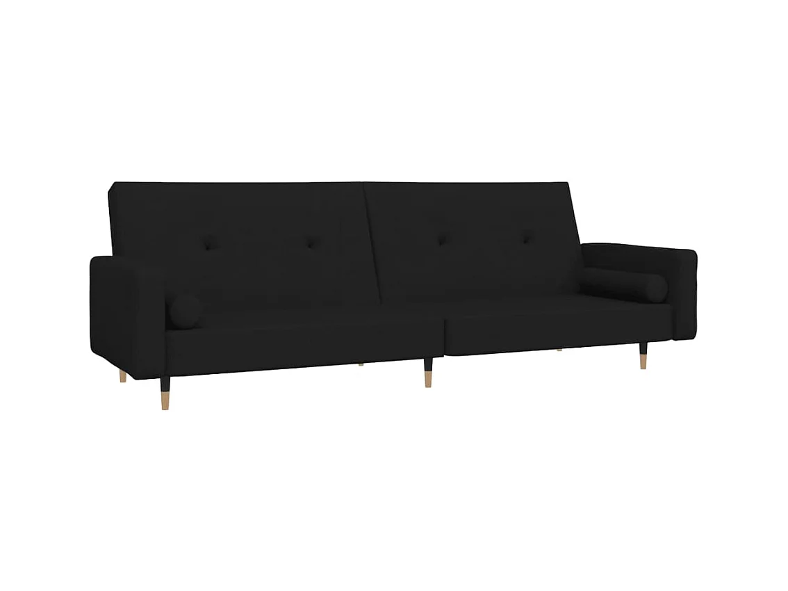 Canapé convertible à 2 places avec deux oreillers Noir Velours FR84703