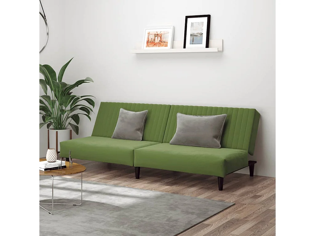 Sofá-cama de 2 lugares veludo verde-claro PT650808