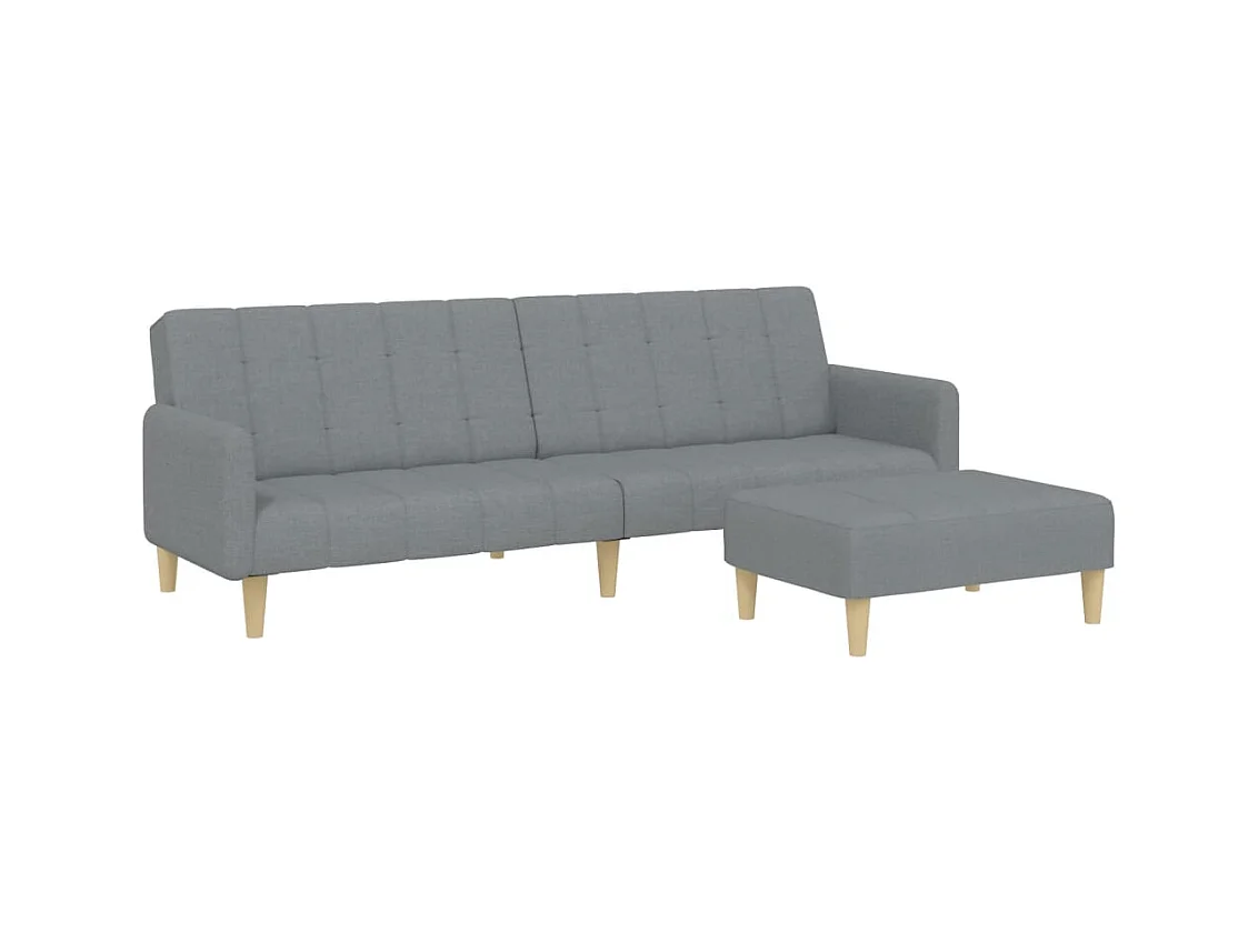 Canapé convertible à 2 places avec repose-pied gris clair tissu FR72335