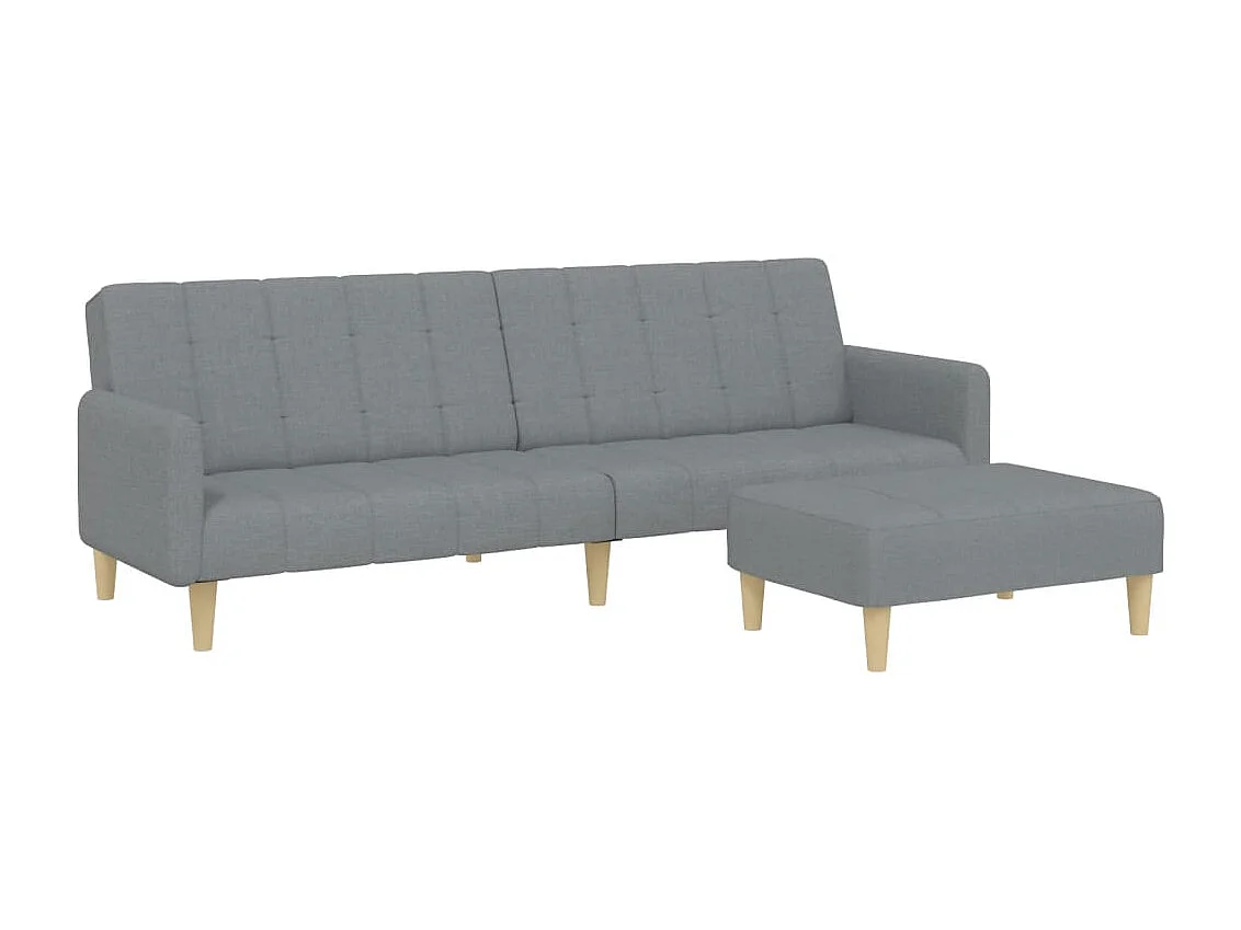 Canapé convertible à 2 places avec repose-pied gris clair tissu FR72335