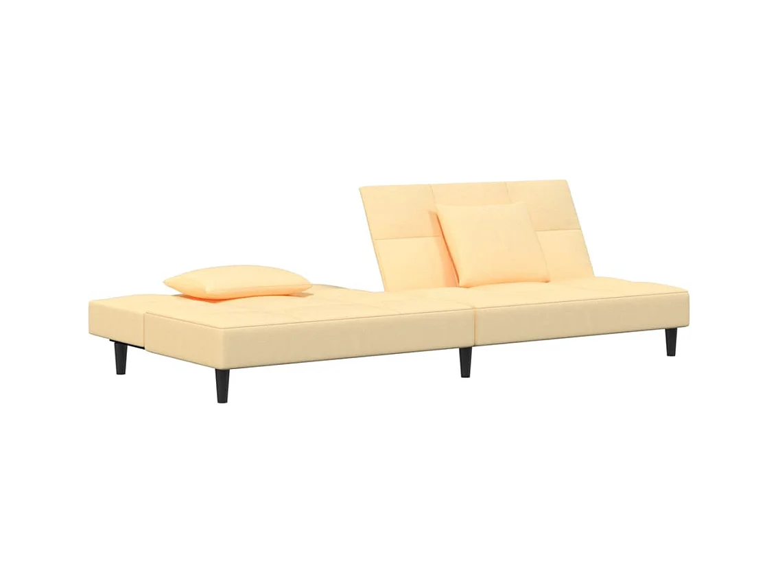 Sofá-cama 2 lugares com duas almofadas veludo cor creme PT881792