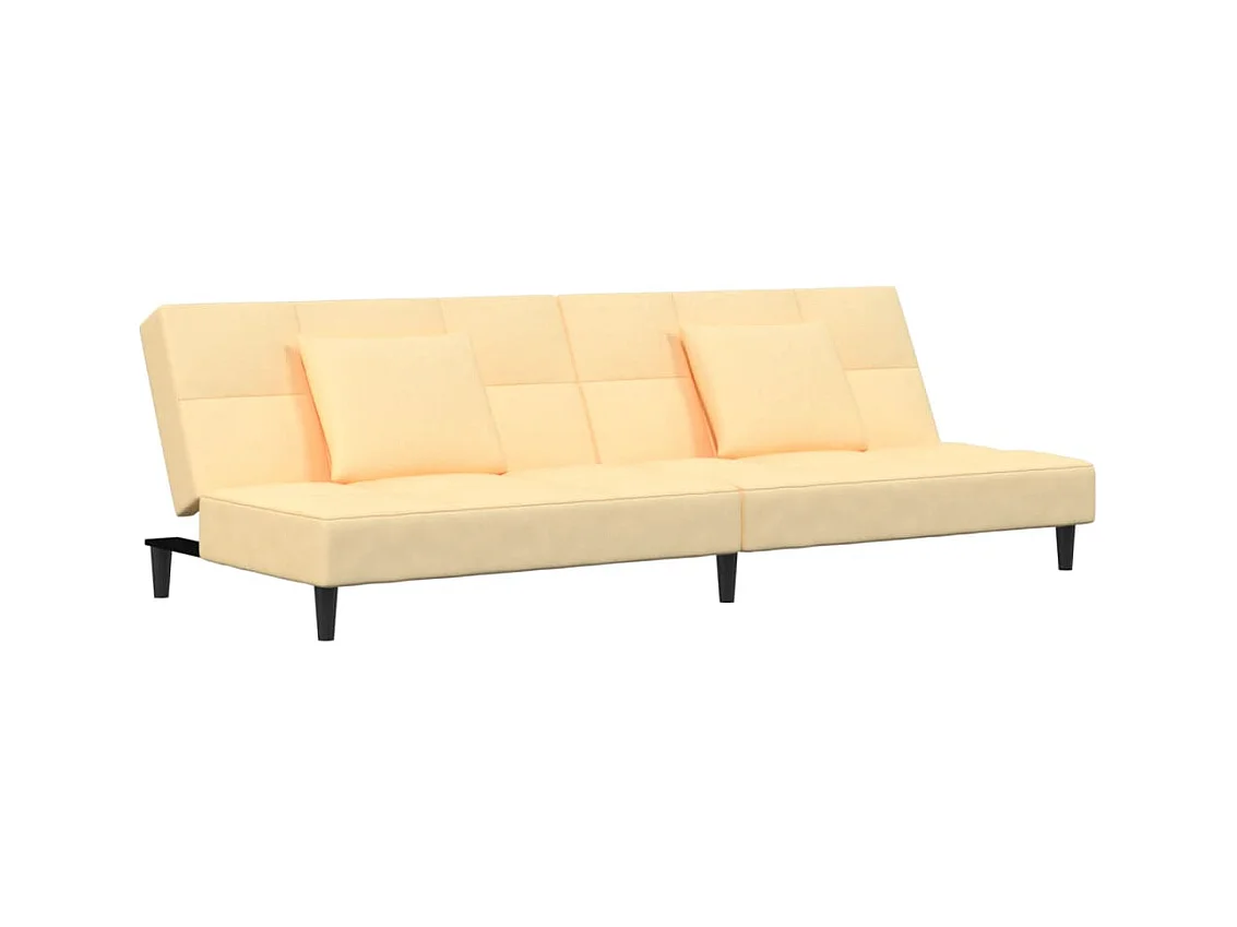 Sofá-cama 2 lugares com duas almofadas veludo cor creme PT881792