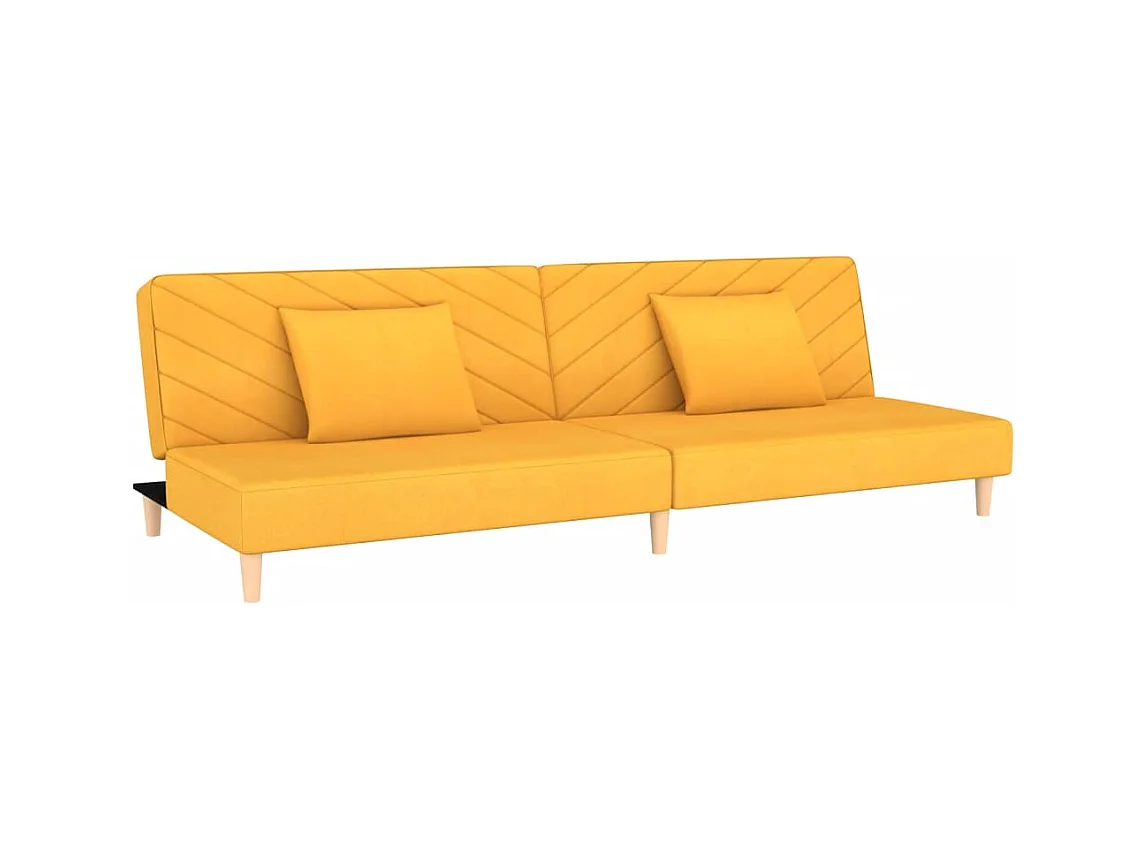 Canapé convertible à 2 places avec deux oreillers jaune tissu FR62572