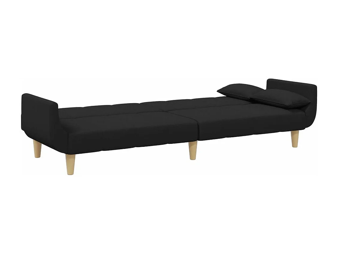 Canapé convertible à 2 places avec repose-pied noir tissu FR92238