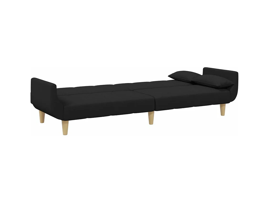 Canapé convertible à 2 places avec repose-pied noir tissu FR92238