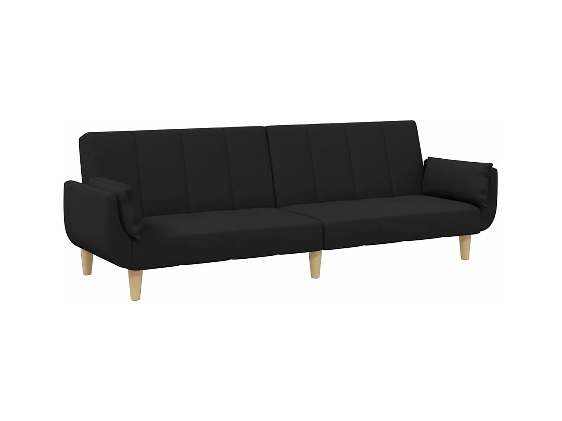 Canapé convertible à 2 places avec repose-pied noir tissu FR92238