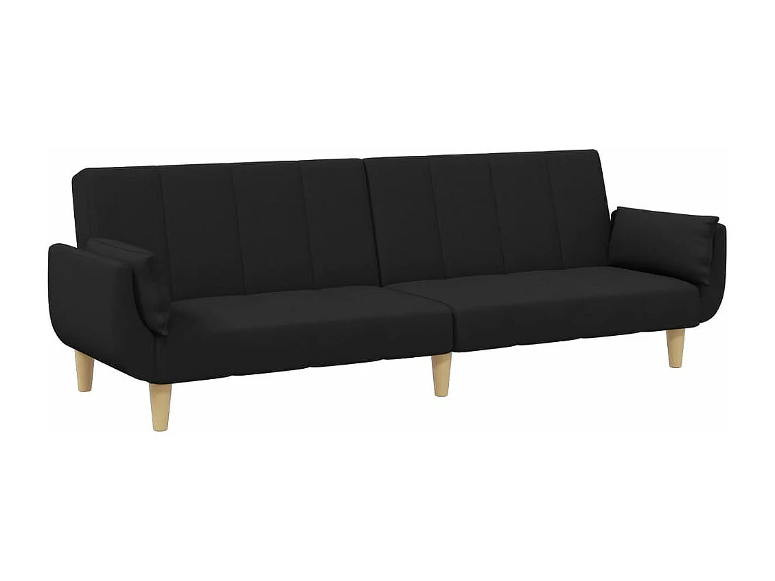 Canapé convertible à 2 places avec repose-pied noir tissu FR92238