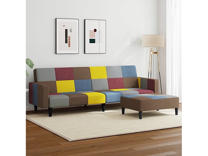 Canapé Cuir 2 Places Beige Avec Repose-pieds Escamotable - Cuir Center
