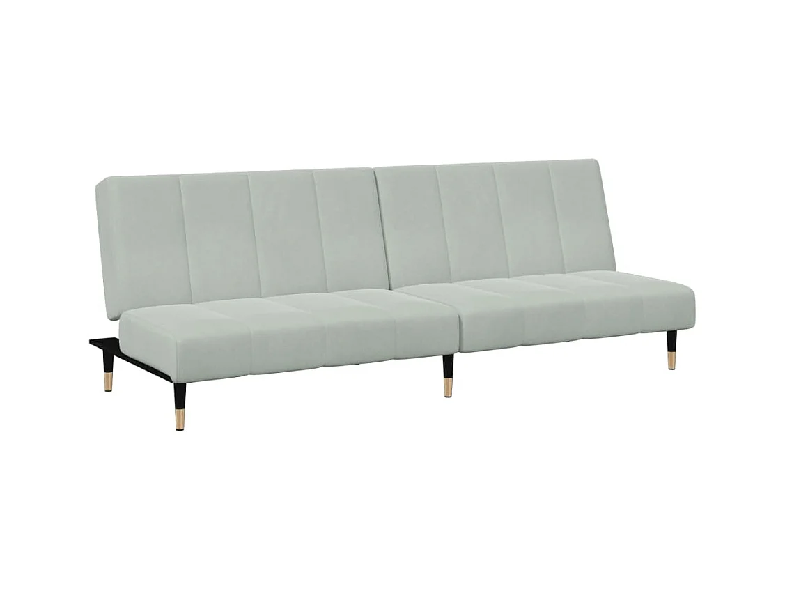 Canapé convertible à 2 places avec repose-pied gris clair velours FR92366
