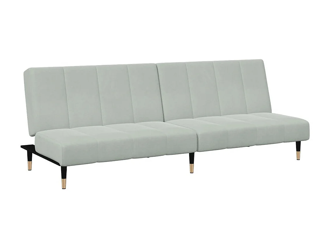 Canapé convertible à 2 places avec repose-pied gris clair velours FR92366