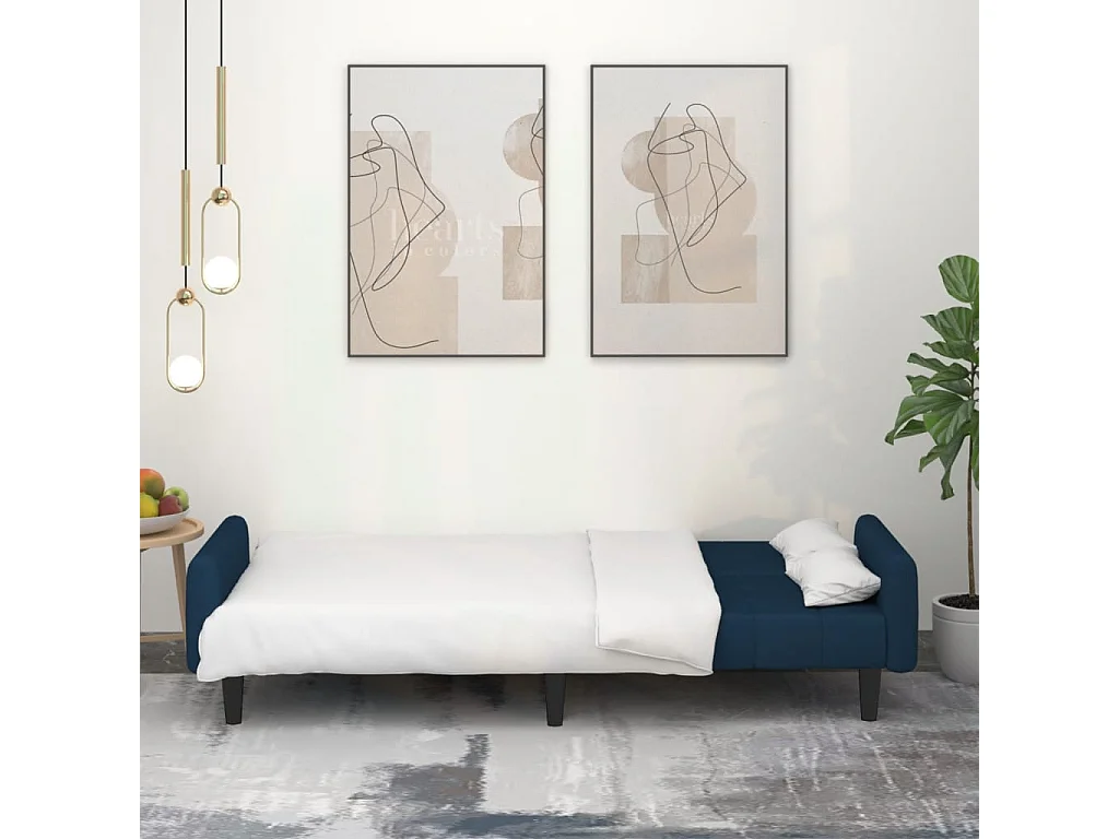 Canapé convertible à 2 places Bleu Velours FR60829