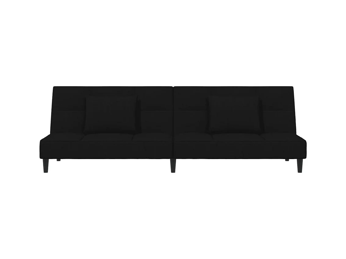 Canapé convertible à 2 places avec deux oreillers Noir Velours FR97317