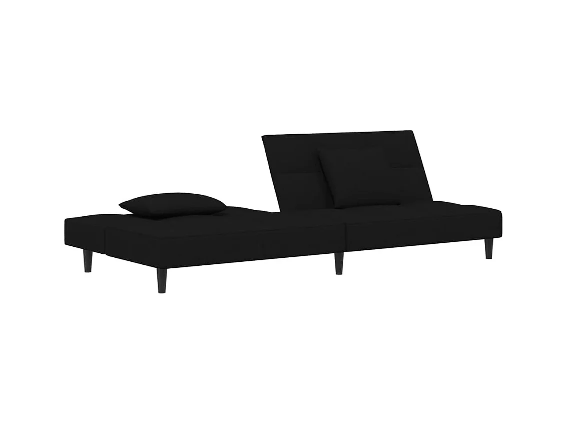 Canapé convertible à 2 places avec deux oreillers Noir Velours FR97317