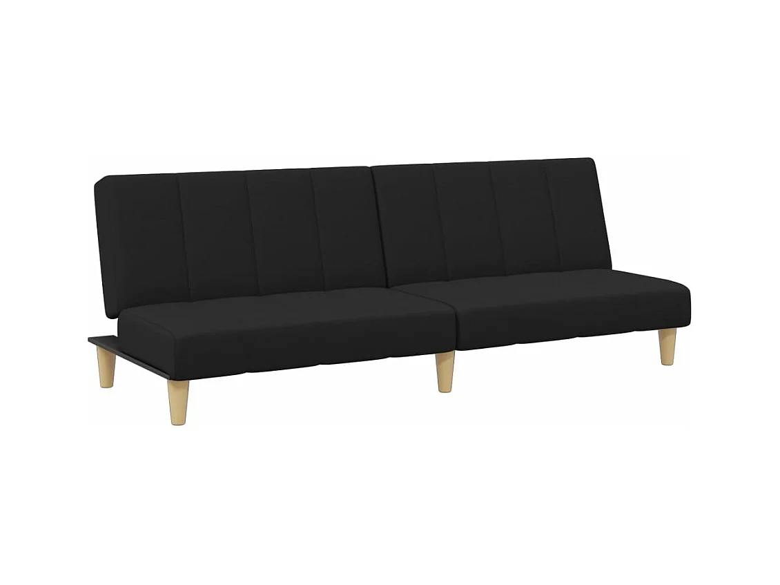 Canapé convertible à 2 places avec repose-pied noir tissu FR73226