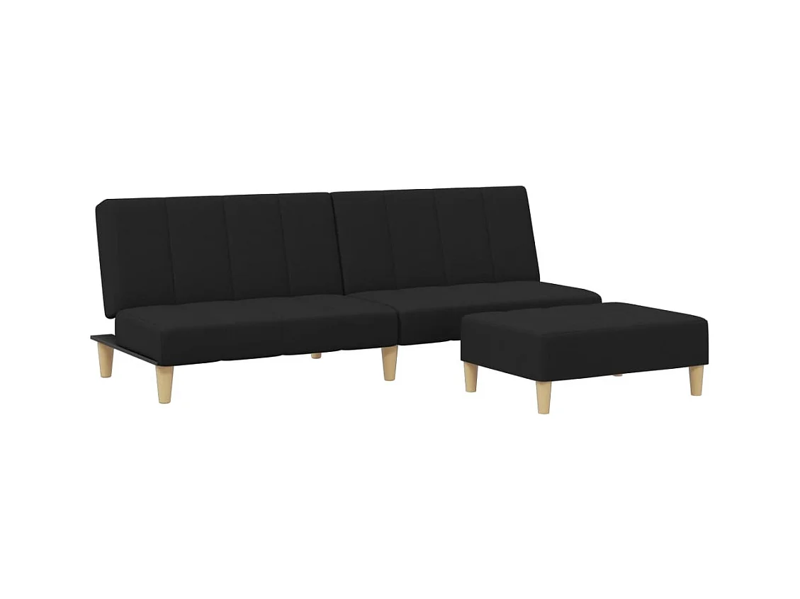 Canapé convertible à 2 places avec repose-pied noir tissu FR73226
