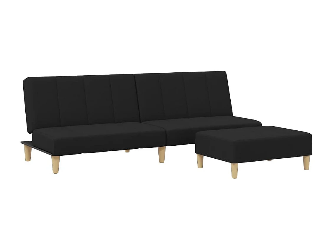 Canapé convertible à 2 places avec repose-pied noir tissu FR73226