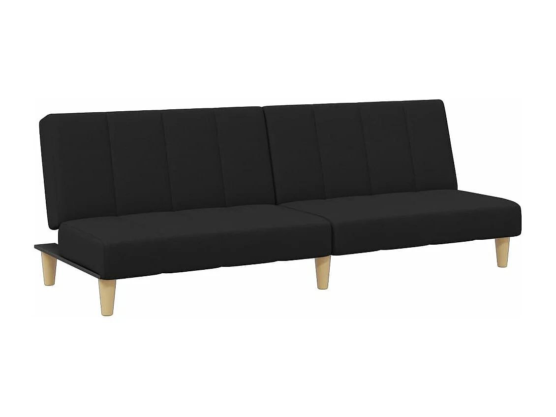 Canapé convertible à 2 places avec repose-pied noir tissu FR73226