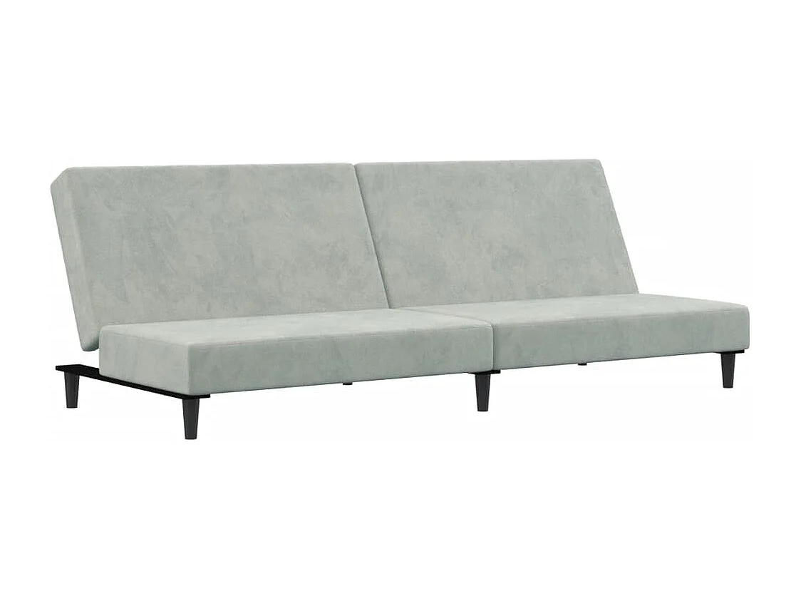 Canapé convertible à 2 places avec repose-pied gris clair velours FR11398