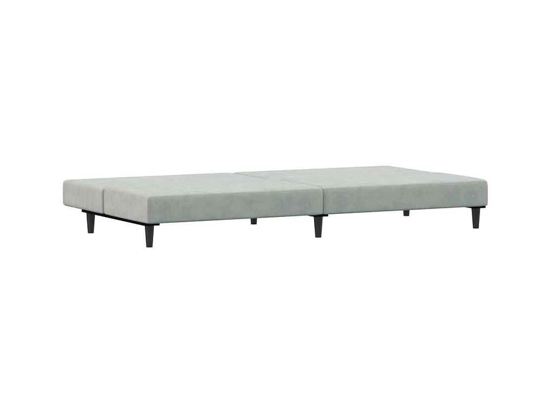 Canapé convertible à 2 places avec repose-pied gris clair velours FR11398