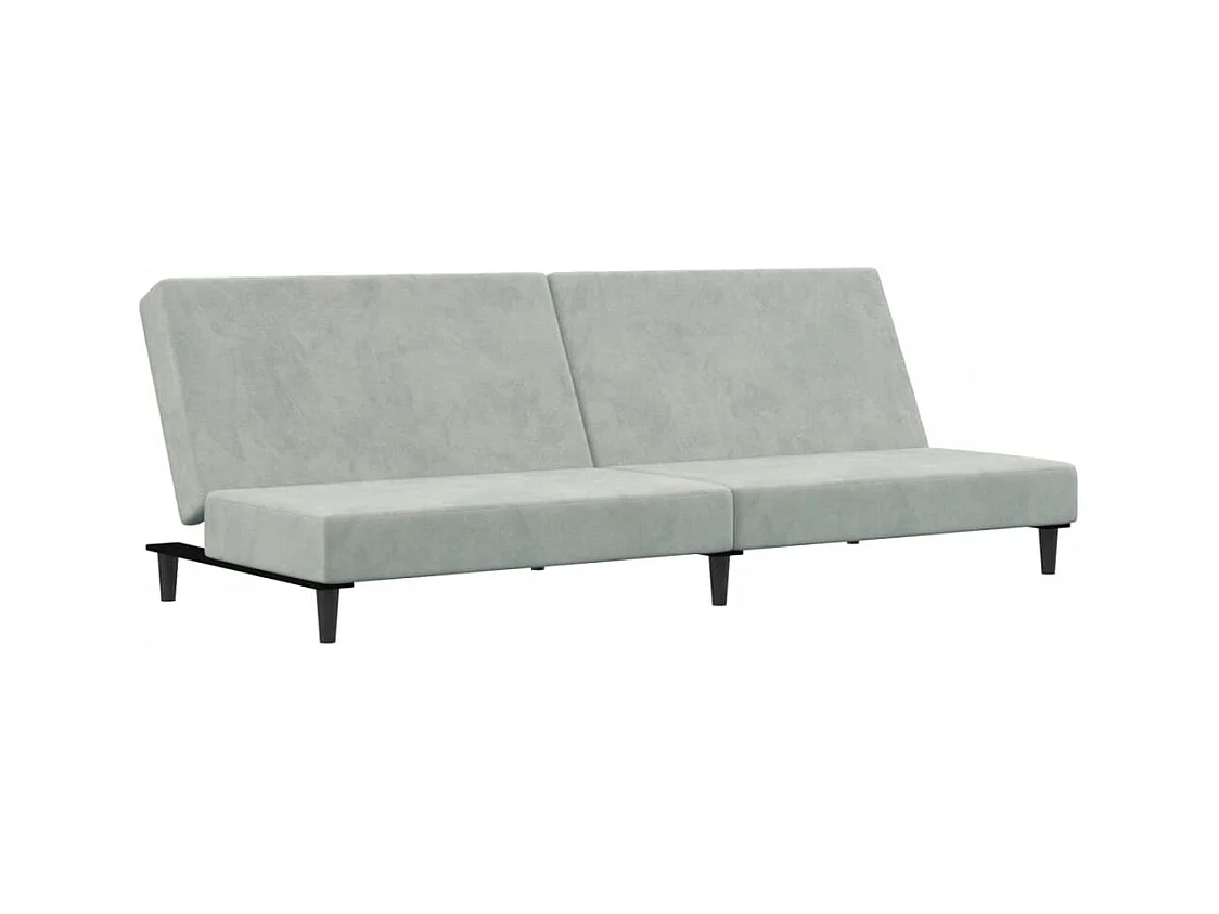 Canapé convertible à 2 places avec repose-pied gris clair velours FR11398