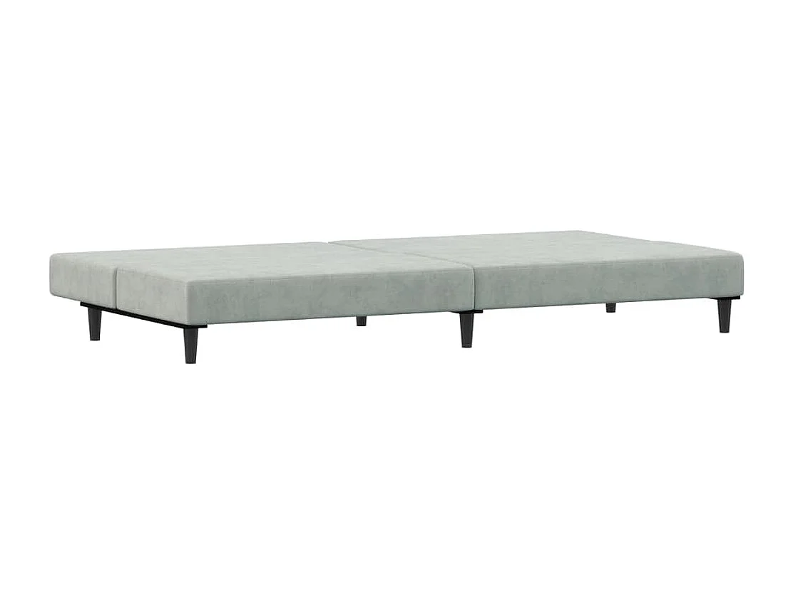 Canapé convertible à 2 places avec repose-pied gris clair velours FR11398