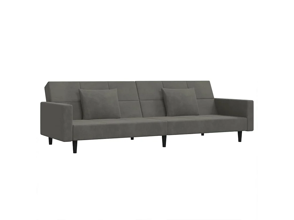 Canapé convertible à 2 places avec deux oreillers Gris foncé Velours FR65969