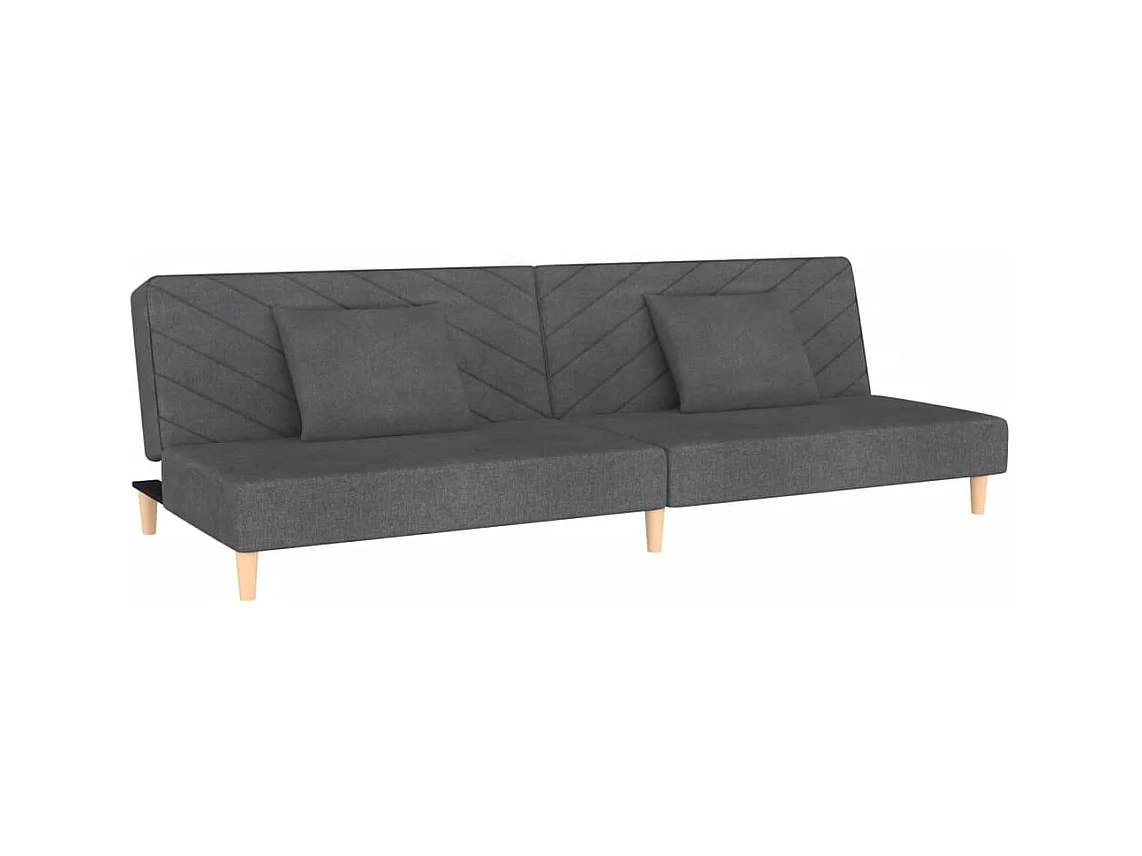 Canapé convertible à 2 places avec deux oreillers Gris foncé Tissu FR24226