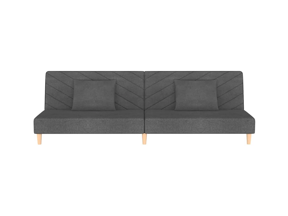 Canapé convertible à 2 places avec deux oreillers Gris foncé Tissu FR24226
