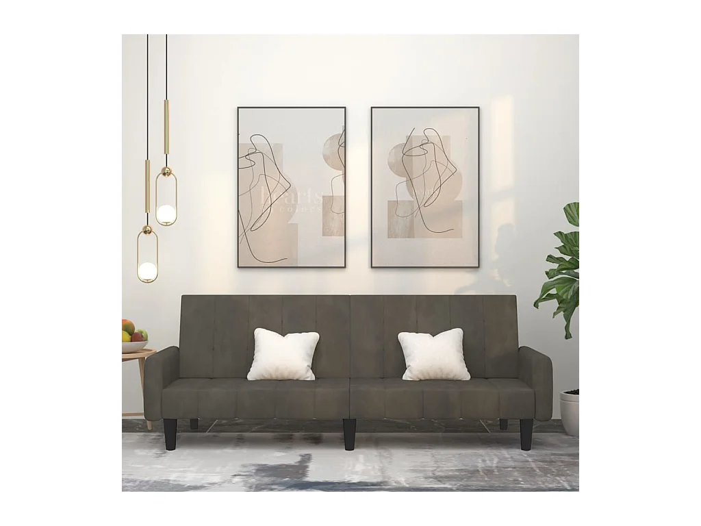 Sofá cama de 2 plazas terciopelo gris oscuro ES803381
