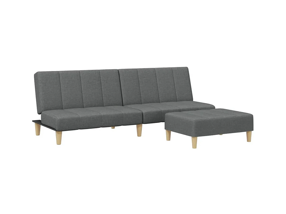 Canapé convertible à 2 places avec repose-pied gris foncé tissu FR53827
