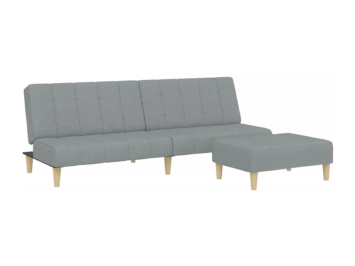 Canapé convertible à 2 places avec repose-pied gris clair tissu FR60667