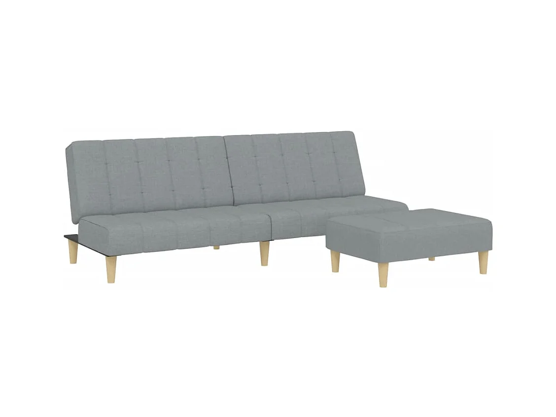 Canapé convertible à 2 places avec repose-pied gris clair tissu FR60667