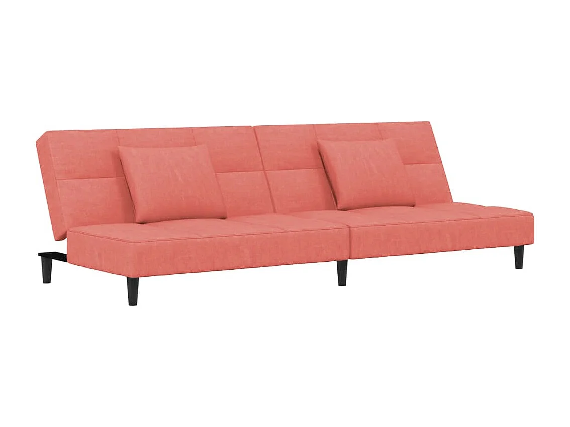 Canapé convertible à 2 places avec deux oreillers Rose Velours FR65555