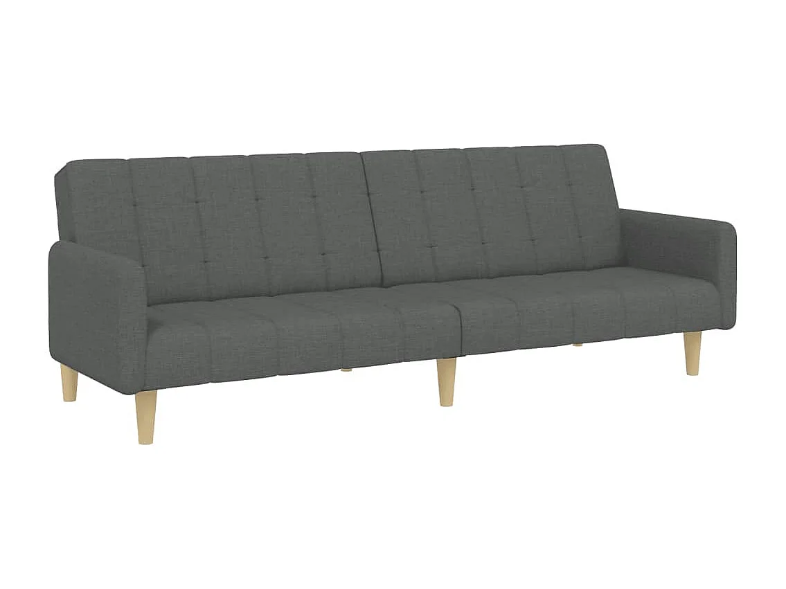 Canapé convertible à 2 places avec repose-pied gris foncé tissu FR90550