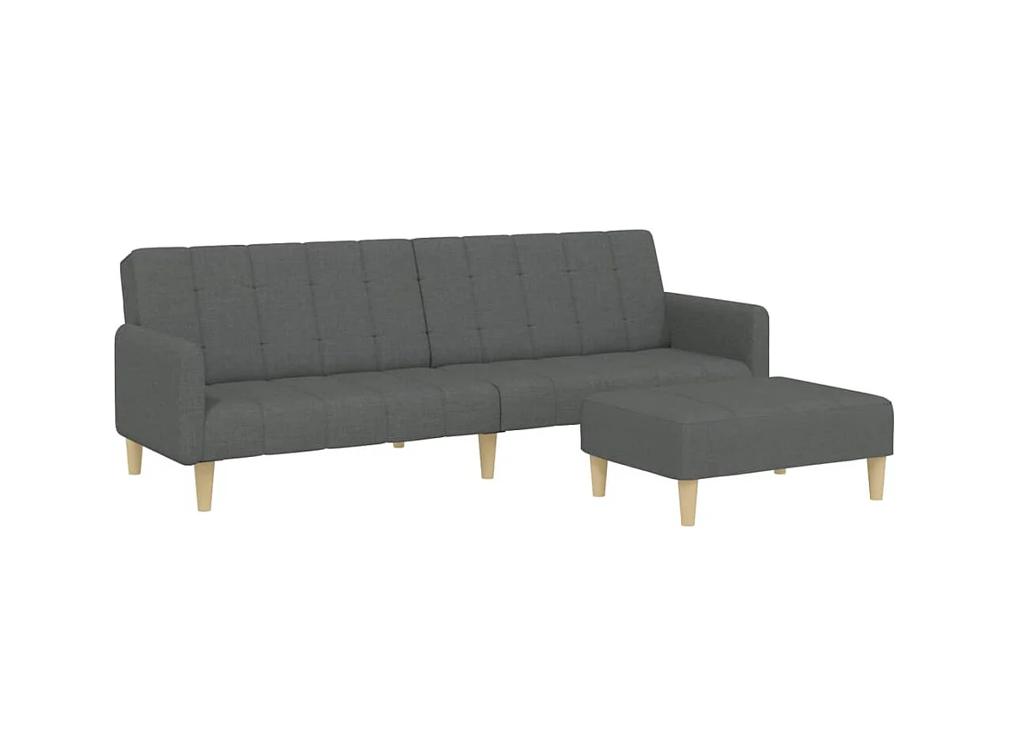 Canapé convertible à 2 places avec repose-pied gris foncé tissu FR90550