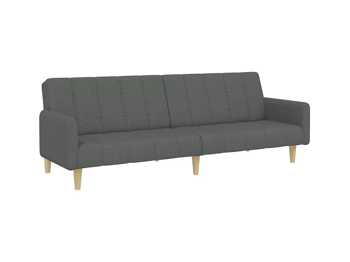 Canapé convertible à 2 places avec repose-pied gris foncé tissu FR90550