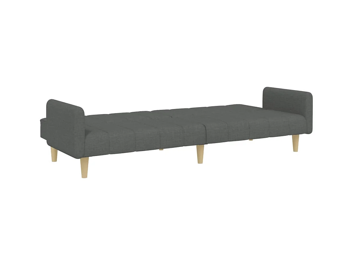 Canapé convertible à 2 places avec repose-pied gris foncé tissu FR90550