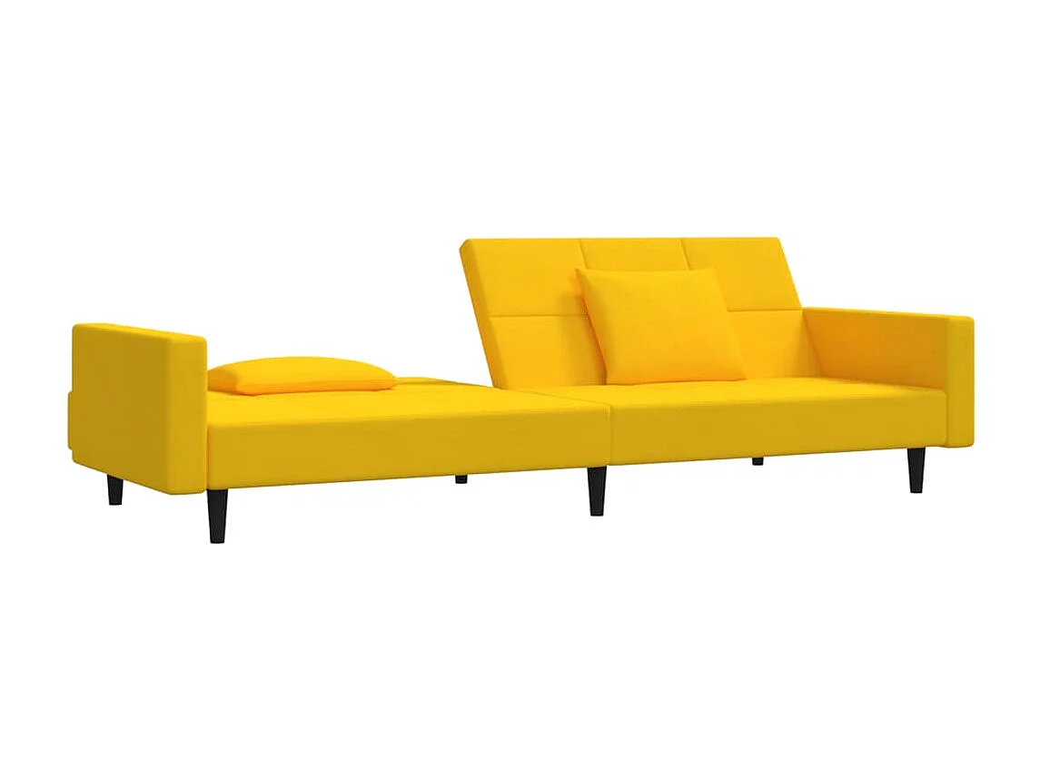 Canapé convertible à 2 places avec deux oreillers Jaune Velours FR87428
