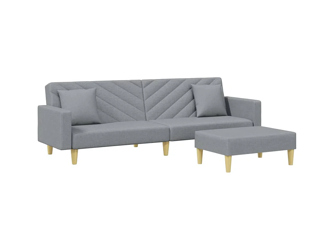 Canapé convertible à 2 places avec oreillers et repose-pied gris clair FR61781