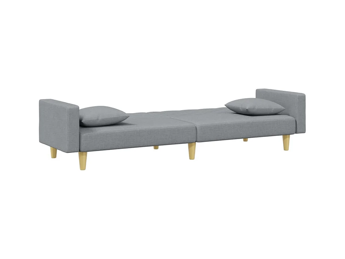 Canapé convertible à 2 places avec oreillers et repose-pied gris clair FR61781