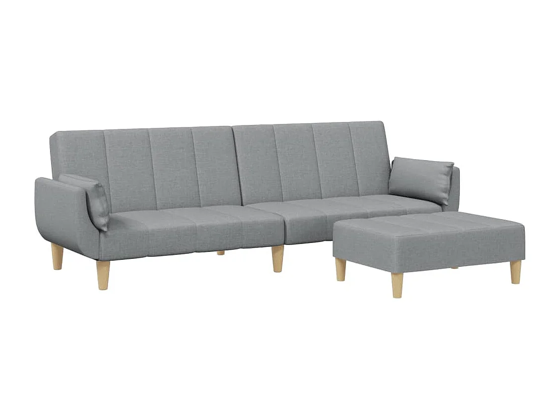 Sofá-cama de 2 lugares c/ apoio de pés tecido cinzento-claro PT567066