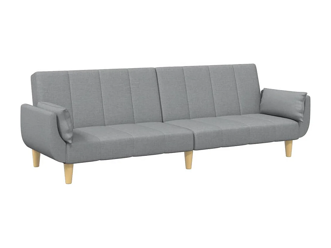 Sofá-cama de 2 lugares c/ apoio de pés tecido cinzento-claro PT567066