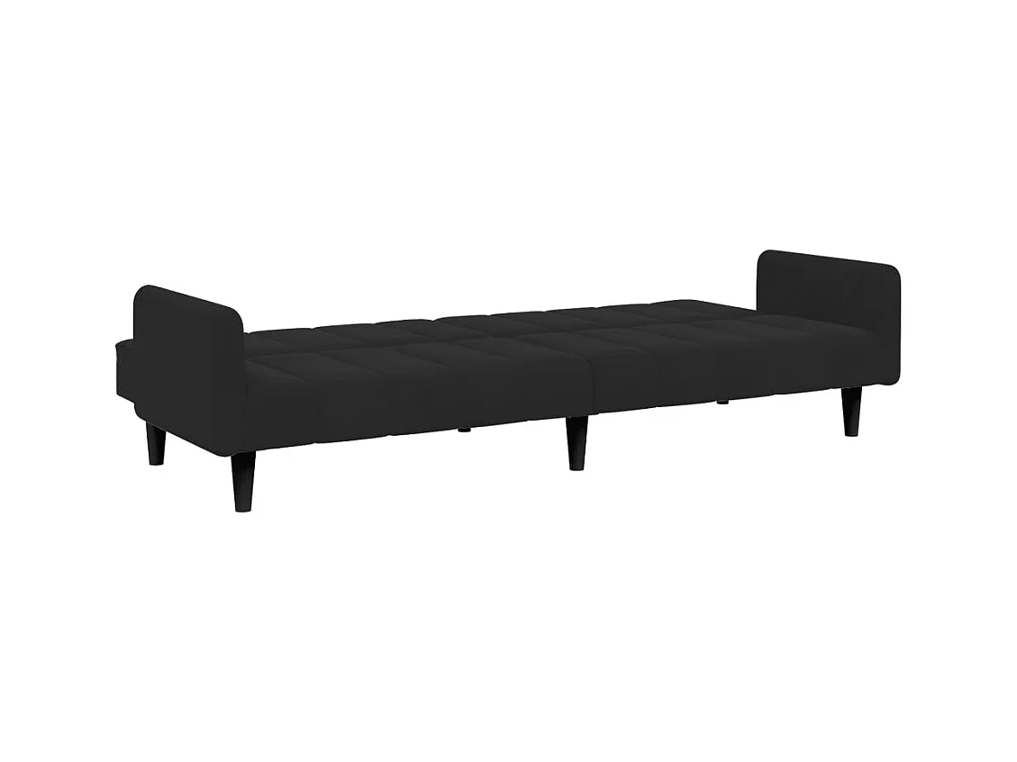 Canapé convertible à 2 places avec repose-pied noir velours FR64777