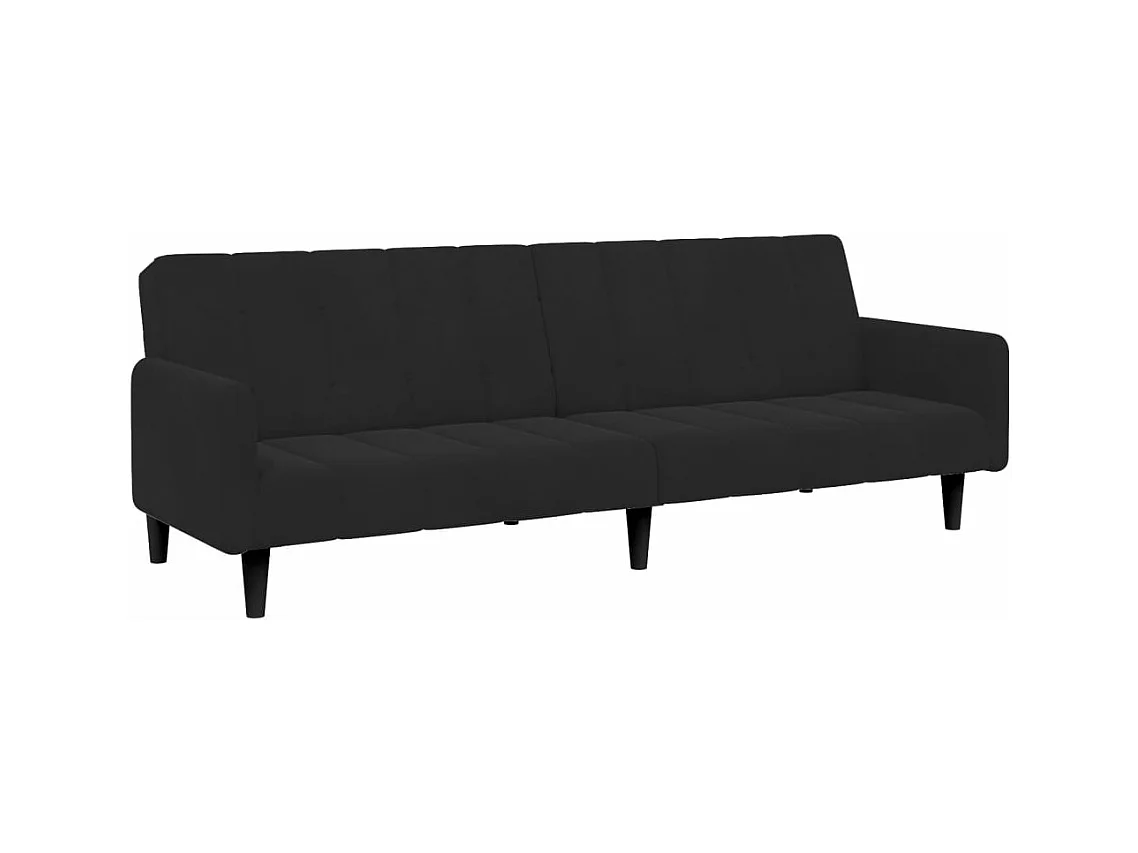 Canapé convertible à 2 places avec repose-pied noir velours FR64777